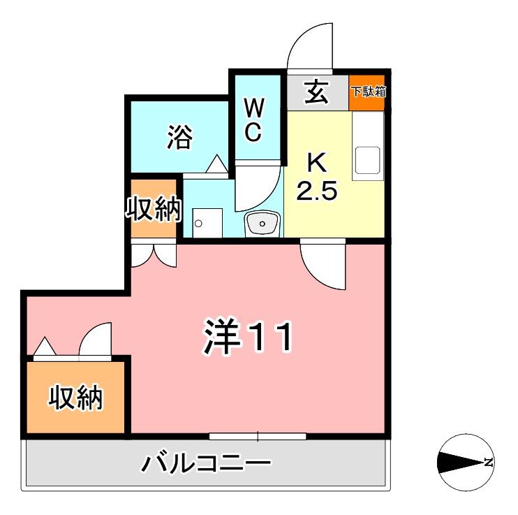 ブールブランシュC棟(1K/2階)の間取り写真