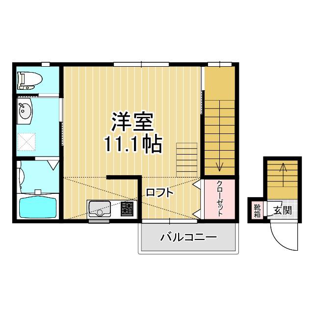 E・Kフラット(ワンルーム/2階)の間取り写真