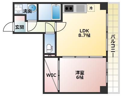 SERENITE江坂四番館(1DK/6階)の間取り写真