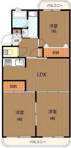 レナジア上横場(3LDK/3階)の間取り写真
