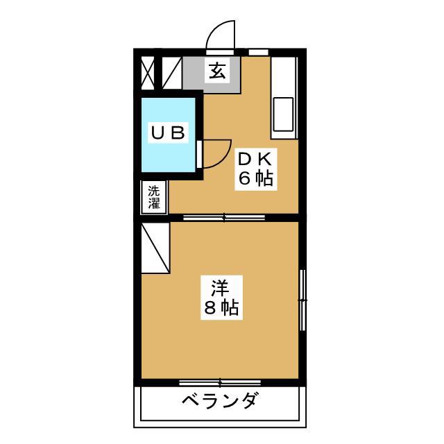 コートフレーベル(1DK/1階)の間取り写真