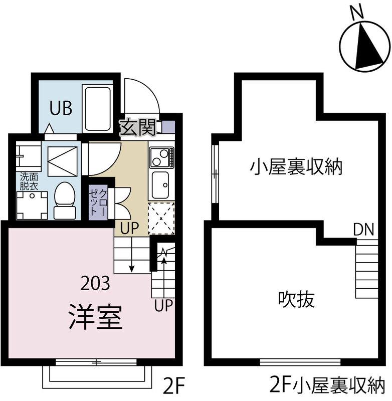 CHALET津田沼(2K/2階)の間取り写真
