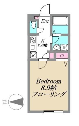 ウエストタマチ(1K/1階)の間取り写真