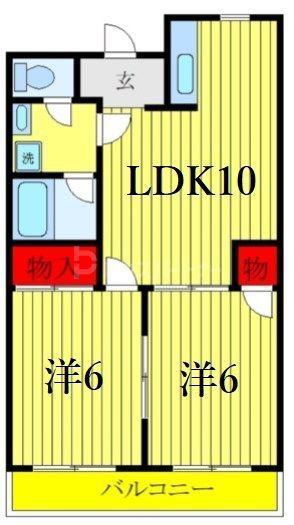 ベルベール星野(2LDK/5階)の間取り写真