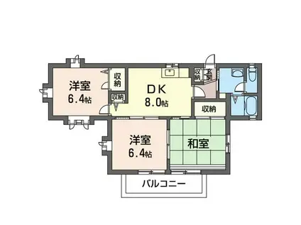 ウィローズコートC(3DK/2階)の間取り写真