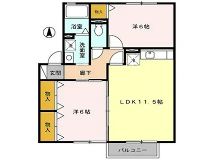 サンリール(2LDK/2階)の間取り写真