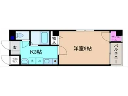 ミモザ4(1K/3階)の間取り写真