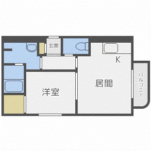 フィレントI(1LDK/1階)の間取り写真