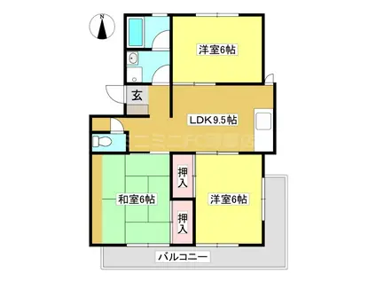 ファミーユ若葉(3LDK/5階)の間取り写真