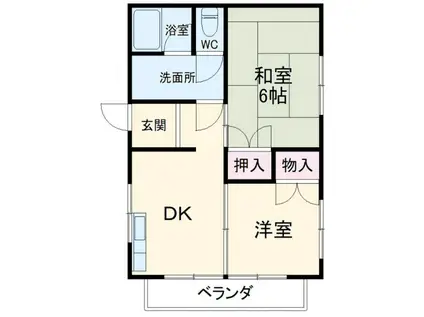 シャトー丸六(2DK/2階)の間取り写真