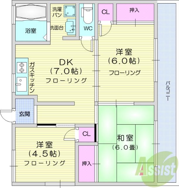 コープ針生 A(3DK/2階)の間取り写真