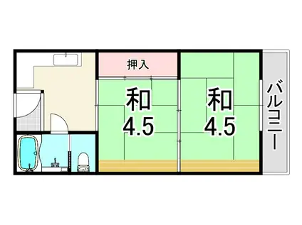 橋本アパートメント(2DK/3階)の間取り写真