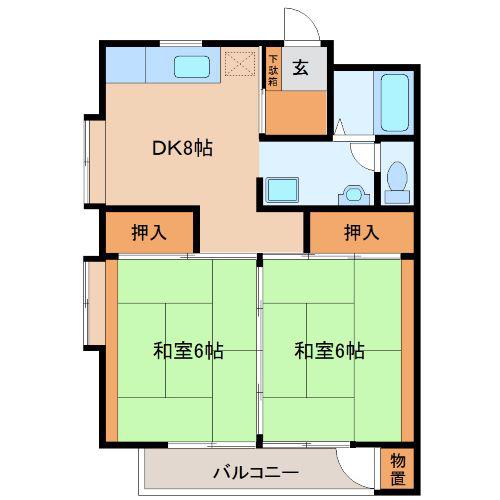 中野ハイツA(2DK/2階)の間取り写真