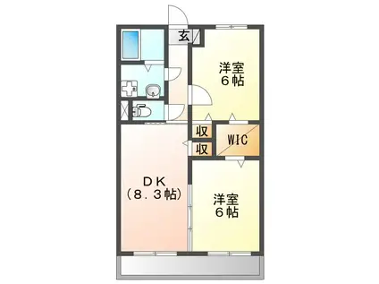 ビューコーポ高屋(2DK/1階)の間取り写真