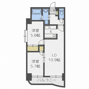 さくらハイツ2(2LDK/9階)の間取り写真