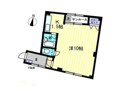 宮脇第15マンション(1K/4階)の間取り写真