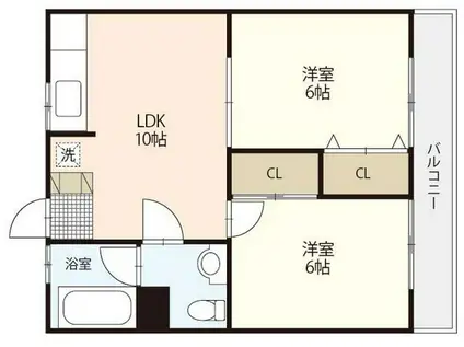 石光ビル(2LDK/3階)の間取り写真