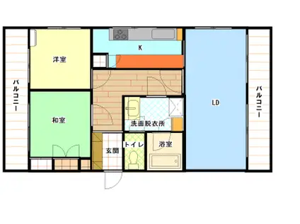 帯山パークマンション(2LDK/3階)の間取り写真