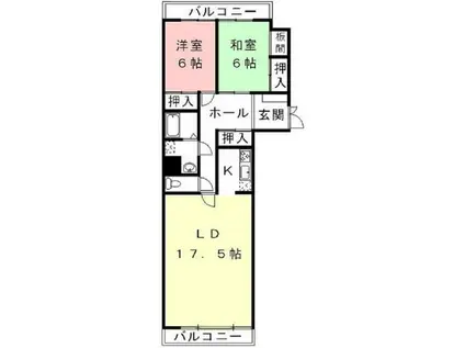 シルキーハウスHORI(2LDK/5階)の間取り写真