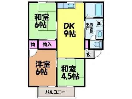 仙波ハイツI・II(3DK/1階)の間取り写真