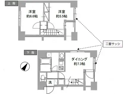 メインステージ六本木(2DK/10階)の間取り写真