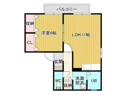 みのしま荘(1LDK/2階)の間取り写真