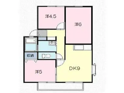 サンガーデンオヤマA(3DK/2階)の間取り写真