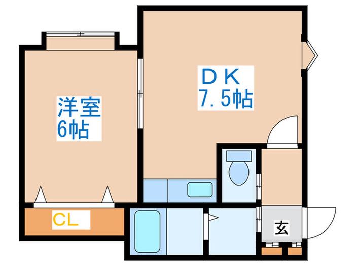 カーサシオン(1DK/1階)の間取り写真