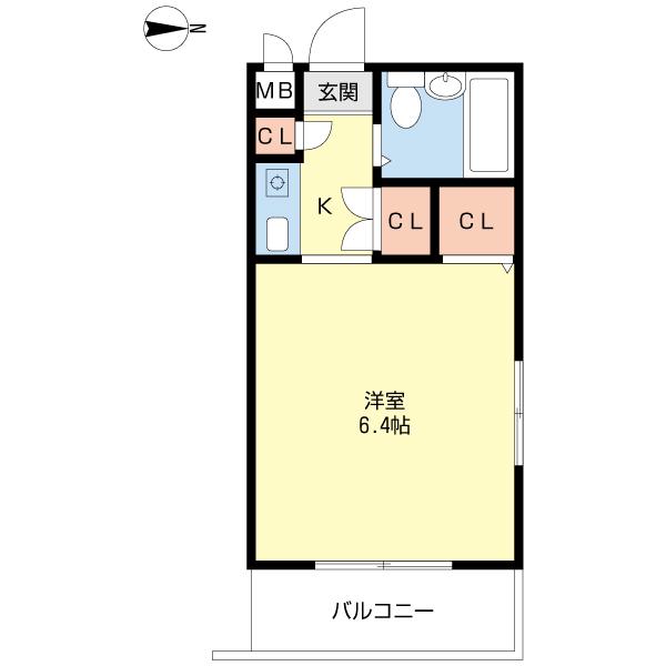 ジョイフル守山(1K/4階)の間取り写真
