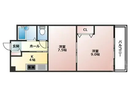 第2シャトータカシマ(2K/3階)の間取り写真