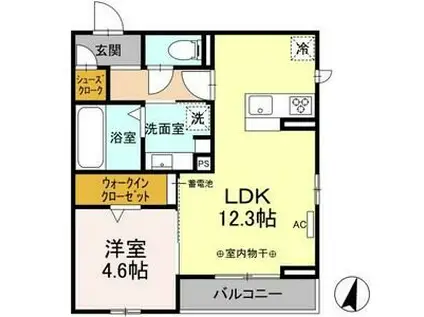 グラン仁所町(1LDK/3階)の間取り写真