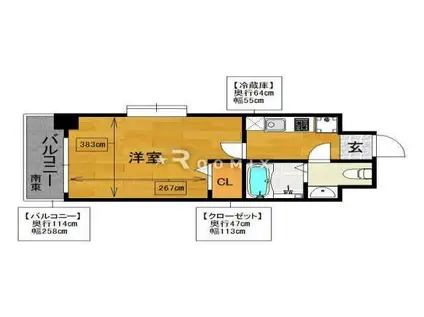 エンクレスト六本松(1K/7階)の間取り写真