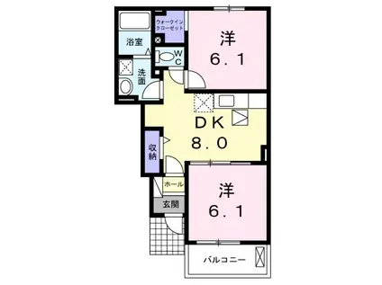 ＪＲ宇野線 常山駅 徒歩8分 2階建 築11年(2DK/1階)の間取り写真