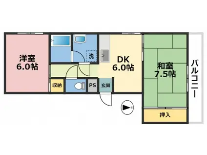 メゾン麻香(2DK/3階)の間取り写真