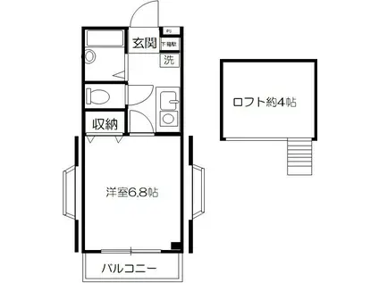 コア・フォーレストタウンI(1K/2階)の間取り写真