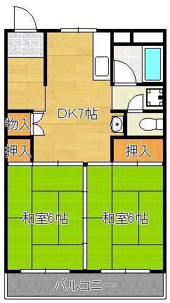 通谷グリーンハイツ(2DK/5階)の間取り写真