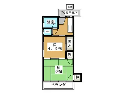 榎本荘(2K/2階)の間取り写真