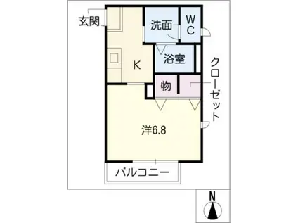 シャーメゾン寝覚(1K/1階)の間取り写真
