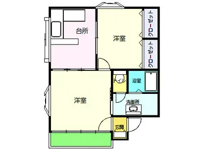 セゾンパルク(2DK/1階)の間取り写真