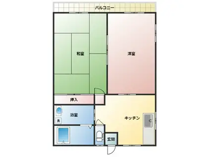 フローラ花山手A(2DK/1階)の間取り写真