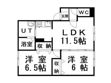 メゾンボヌール C(2LDK/1階)の間取り写真