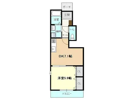 マージェ(1DK/1階)の間取り写真