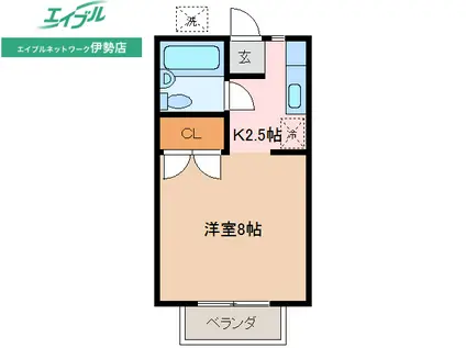 メゾンMIO(1K/2階)の間取り写真