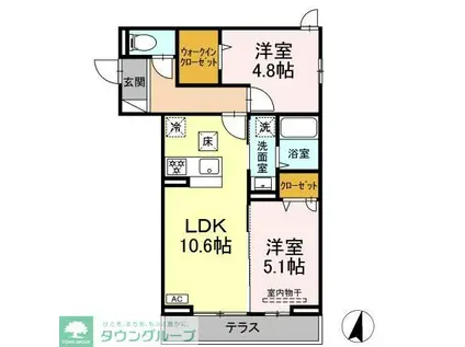 カサベルテ鹿骨(2LDK/2階)の間取り写真