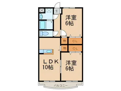 リリアコート(2LDK/2階)の間取り写真