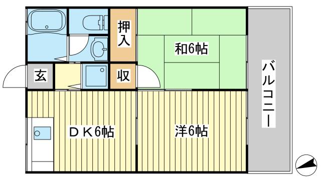 ハイツフローラ(2DK/2階)の間取り写真