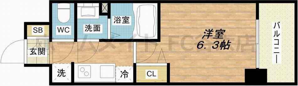ララプレイス難波メティス(1K/8階)の間取り写真