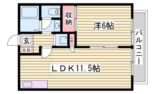 リヴェール山吹(1LDK/2階)の間取り写真