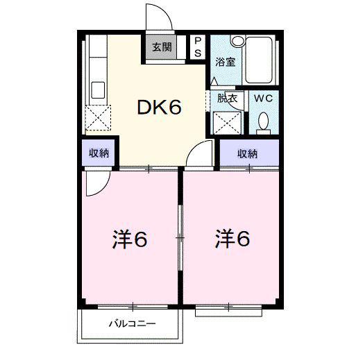 エルディム笹島(2DK/2階)の間取り写真
