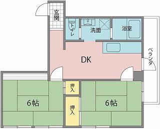 旭ビル(2DK/5階)の間取り写真